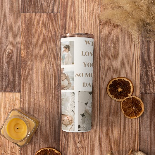 Moderne collage foto's & we houden van papa-cadeau thermosbeker