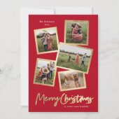 Moderne Collage Gold Merry-kerst met foto's Feestdagenkaart (Voorkant)