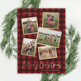 Moderne Collage Gold Merry-kerst met foto's Feestdagenkaart