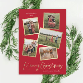 Moderne Collage Gold Merry-kerst met foto's Feestdagenkaart