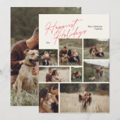 Moderne Collage Kerst Rood 8 Foto Gelukkigst Feestdagenkaart (Voorkant / Achterkant)