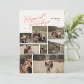 Moderne Collage Kerst Rood 8 Foto Gelukkigst Feestdagenkaart (Staand voorkant)