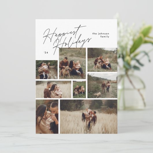 Moderne Collage Kerstmis 8 Foto Gelukkigst Feestdagenkaart (Staand voorkant)
