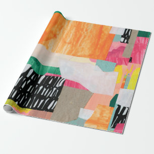 Moderne collage kunst. Gemengde media op canvas. C Cadeaupapier