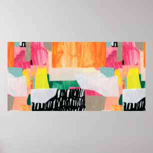 Moderne collage kunst. Gemengde media op canvas. C Poster