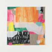 Moderne collage kunst. Gemengde media op canvas. C Wandkleed (Voorkant)