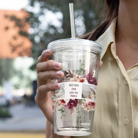 Moderne Collage Photo Flowers Lijst Best mam Gift Acryl Drinkbeker