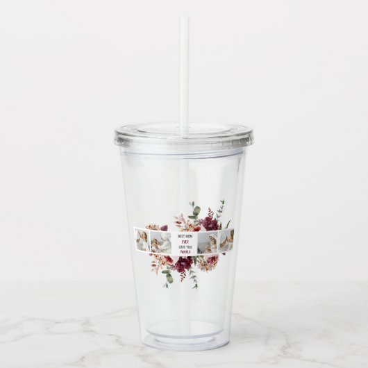 Moderne Collage Photo Flowers Lijst Best mam Gift Acryl Drinkbeker (Voorkant)
