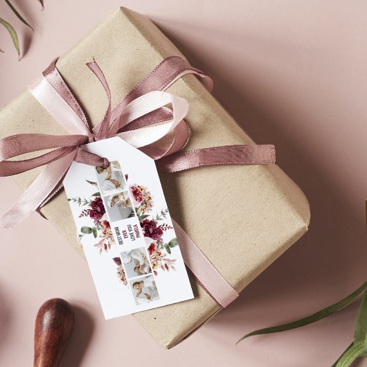 Moderne Collage Photo Flowers Lijst Best mam Gift Cadeaulabel