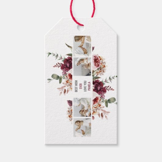 Moderne Collage Photo Flowers Lijst Best mam Gift Cadeaulabel (Voorkant)