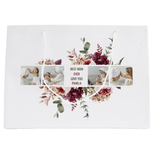Moderne Collage Photo Flowers Lijst Best mam Gift Groot Cadeauzakje (Voorkant)