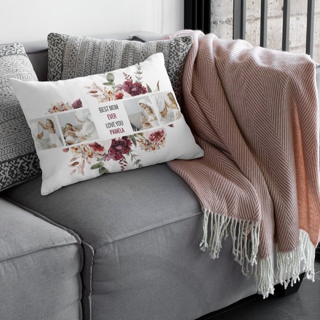 Moderne Collage Photo Flowers Lijst Best mam Gift Kussen (Creator heeft geüpload)