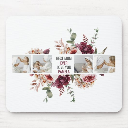 Moderne Collage Photo Flowers Lijst Best mam Gift Muismat (Voorkant)