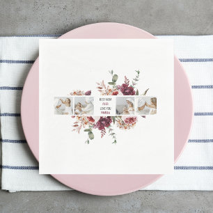 Moderne Collage Photo Flowers Lijst Best mam Gift Servet