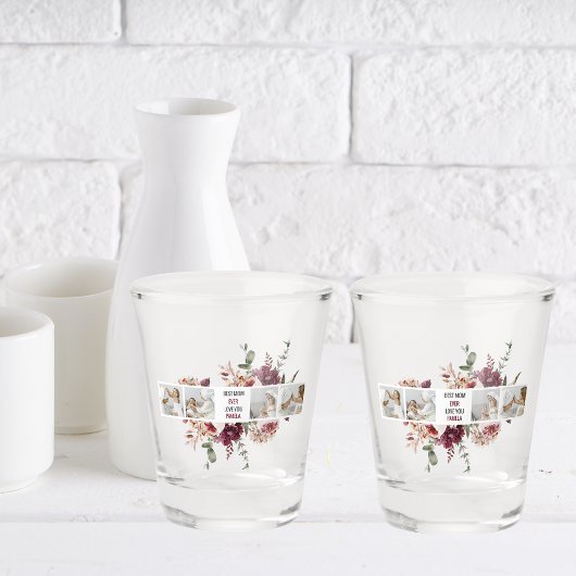 Moderne Collage Photo Flowers Lijst Best mam Gift Shot Glas