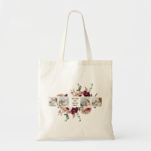 Moderne Collage Photo Flowers Lijst Best mam Gift Tote Bag (Voorkant)