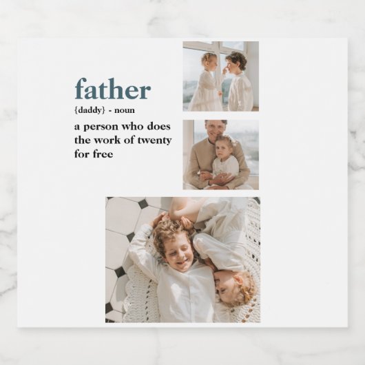 Moderne Collage Photo Happy Fathers Day Gift Bier Etiket (Enkel label)