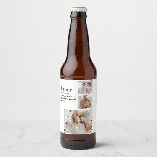 Moderne Collage Photo Happy Fathers Day Gift Bier Etiket (Voorkant)