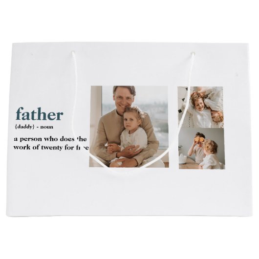 Moderne Collage Photo Happy Fathers Day Gift Groot Cadeauzakje (Voorkant)
