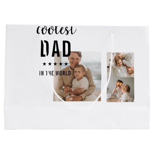 Moderne Collage Photo Happy Fathers Day Gift Groot Cadeauzakje (Achterkant)