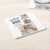 Moderne Collage Photo Happy Fathers Day Gift Kartonnen Onderzetters (Schuin)