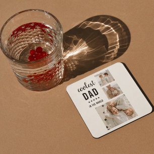 Moderne Collage Photo Happy Fathers Day Gift Kartonnen Onderzetters