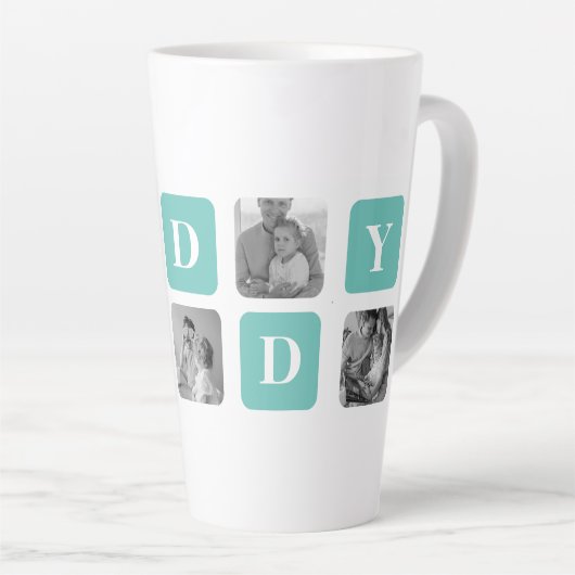 Moderne Collage Photo Happy Fathers Day Gift Latte Mok (Rechterhoek)