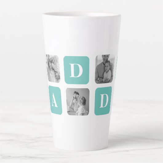 Moderne Collage Photo Happy Fathers Day Gift Latte Mok (Voorkant)