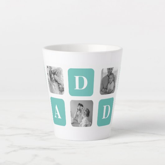 Moderne Collage Photo Happy Fathers Day Gift Latte Mok (Voorkant)