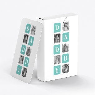Moderne Collage Photo Happy Fathers Day Gift Pokerkaarten