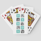 Moderne Collage Photo Happy Fathers Day Gift Pokerkaarten (Achterkant)