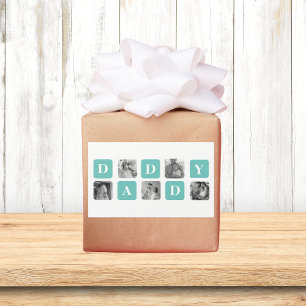 Moderne Collage Photo Happy Fathers Day Gift Rechthoekige Sticker