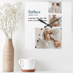 Moderne Collage Photo Happy Fathers Day Gift Vierkante Klok<br><div class="desc">Moderne collage foto gebeurt op dag van vaders</div>