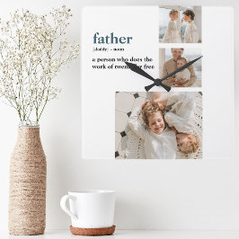 Moderne Collage Photo Happy Fathers Day Gift Vierkante Klok