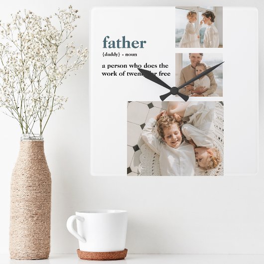 Moderne Collage Photo Happy Fathers Day Gift Vierkante Klok