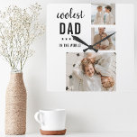 Moderne Collage Photo Happy Fathers Day Gift Vierkante Klok<br><div class="desc">De "Moderne Collage Photo Colorful Best Pap Ever Gift" is een gepersonaliseerd en uniek cadeau voor elke vader die het verdient om te worden gevierd. Het geschenk is een collage foto samengesteld uit verschillende individuele afbeeldingen die zorgvuldig zijn geordend om een verbluffend en oogstend ontwerp te creëer. Het geschenk is...</div>