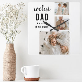 Moderne Collage Photo Happy Fathers Day Gift Vierkante Klok