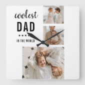 Moderne Collage Photo Happy Fathers Day Gift Vierkante Klok (Voorkant)