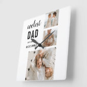 Moderne Collage Photo Happy Fathers Day Gift Vierkante Klok (Hoek)