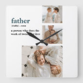 Moderne Collage Photo Happy Fathers Day Gift Vierkante Klok (Voorkant)