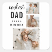 Moderne Collage Photo Happy Fathers Day Gift Vierkante Sticker (Voorkant)
