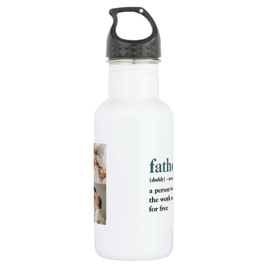 Moderne Collage Photo Happy Fathers Day Gift Waterfles (Achterkant)