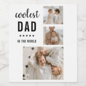 Moderne Collage Photo Happy Fathers Day Gift Wijn Etiket (Enkel label)
