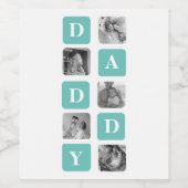 Moderne Collage Photo Happy Fathers Day Gift Wijn Etiket (Enkel label)