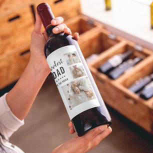 Moderne Collage Photo Happy Fathers Day Gift Wijn Etiket