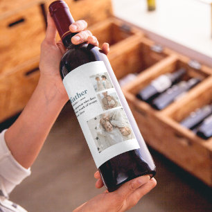 Moderne Collage Photo Happy Fathers Day Gift Wijn Etiket