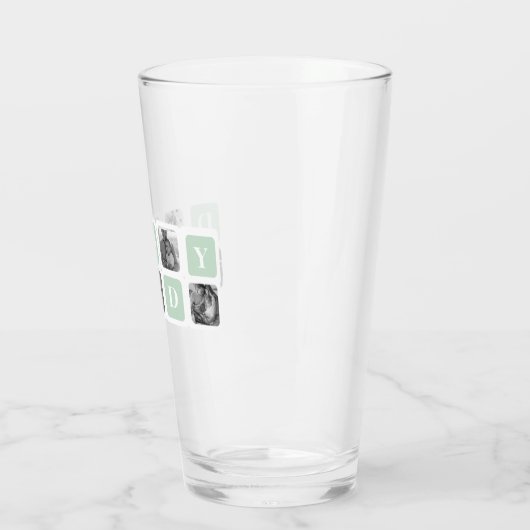 Moderne Collage Photo Mint & Happy FathersDay Gift Glas (Links)