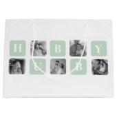 Moderne Collage Photo Mint & Happy FathersDay Gift Groot Cadeauzakje (Voorkant)