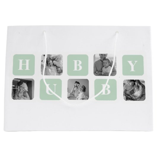 Moderne Collage Photo Mint & Happy FathersDay Gift Groot Cadeauzakje (Voorkant)