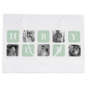 Moderne Collage Photo Mint & Happy FathersDay Gift Groot Cadeauzakje (Achterkant)